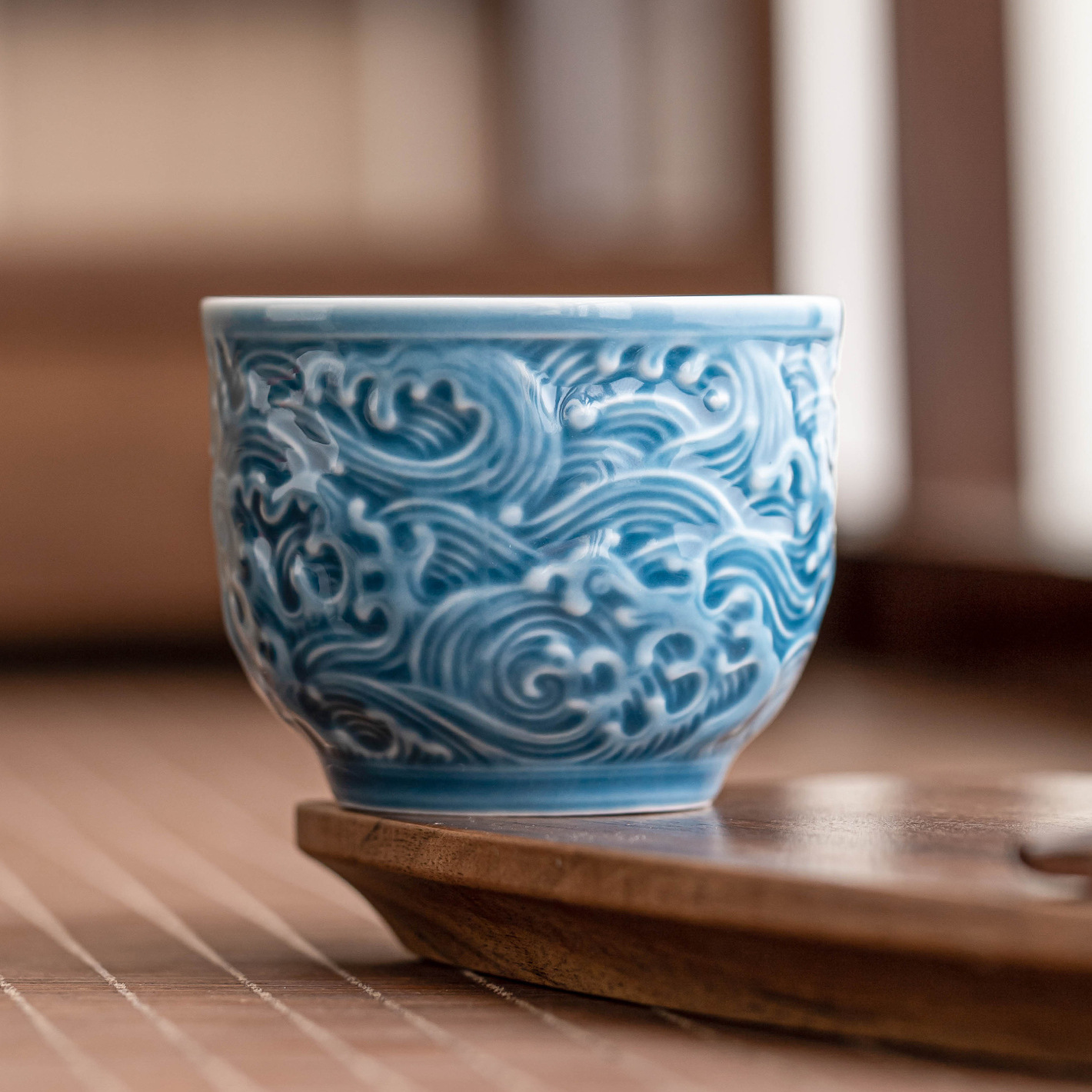 Cốc trà cao cấp sóng nổi cốc sứ chàm Shuyun bộ trà Kung Fu cốc đơn cốc chủ nhân cốc tinh tế