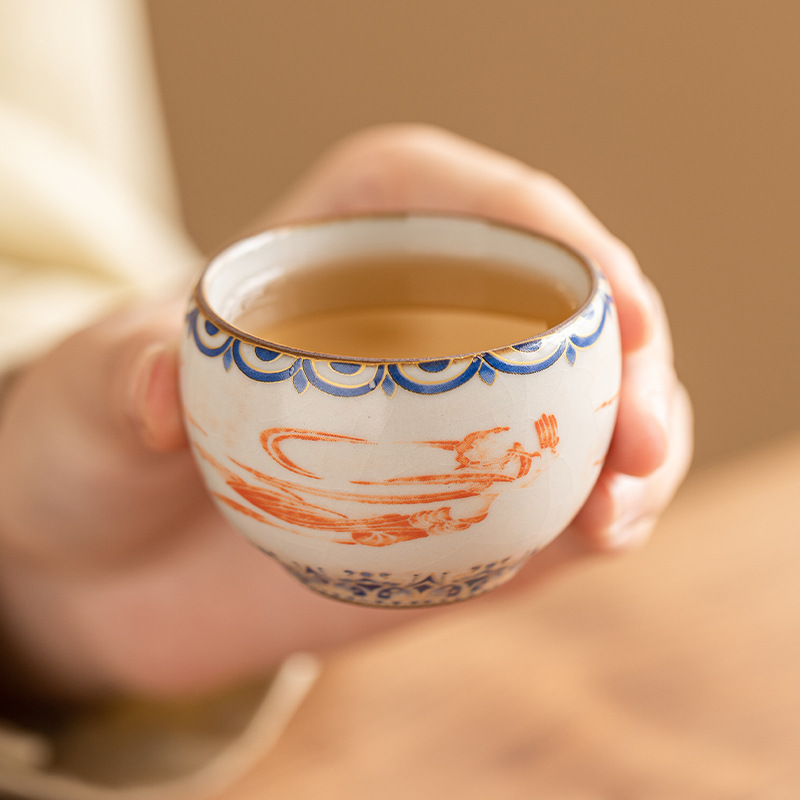 Chén trà nhỏ văn hóa và sáng tạo Đôn Hoàng, cốc khách, cốc uống trà có thể được giữ trong lò Ru, bộ trà Kung Fu Trung Quốc, cốc trà đơn