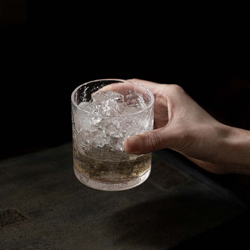 Cốc thủy tinh nứt băng sáng tạo kiểu Nhật có giá trị cao cho văn phòng quán bar cốc trà ly rượu phong cách ins sáng tạo phong cách Bắc Âu