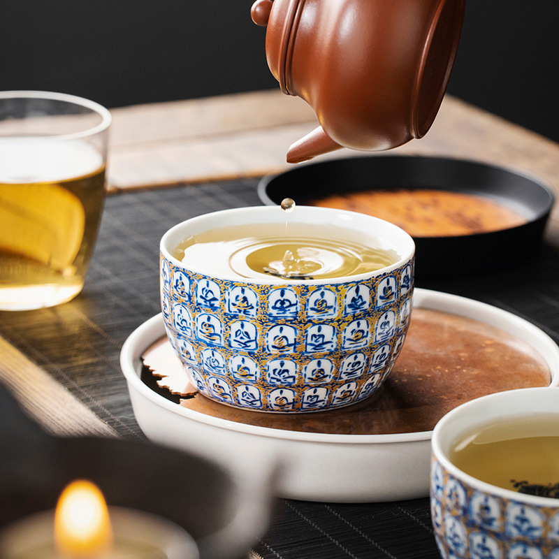 Cốc sứ soda men ngàn phật cốc thẳng cốc trà cốc chủ cao cấp chuyên dụng cá nhân cốc trà cốc trà bộ trà Kung Fu