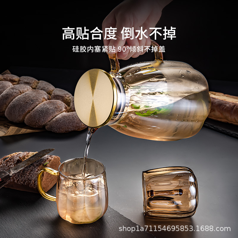 Cốc sáng tạo Cốc uống nước gia dụng Bộ cốc thủy tinh chống cháy nổ chịu nhiệt phòng khách Cốc pha trà có tay cầm đơn giản phong cách ins