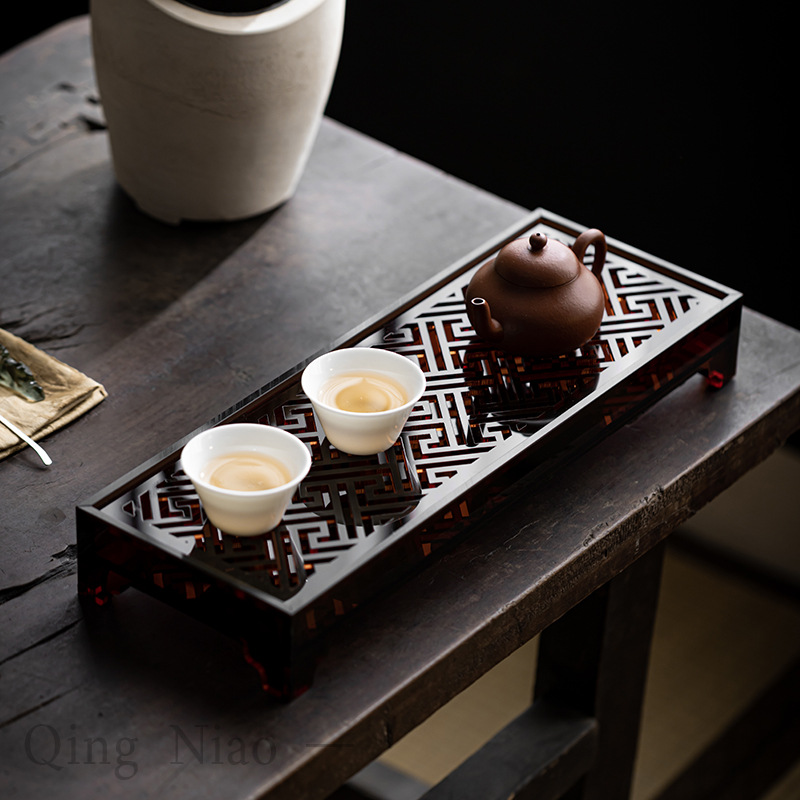 Khay trà mờ Acrylic bàn trà pha khô sang trọng ấm trà khay trà dụng cụ trà Kungfu gia dụng phụ kiện lỗ