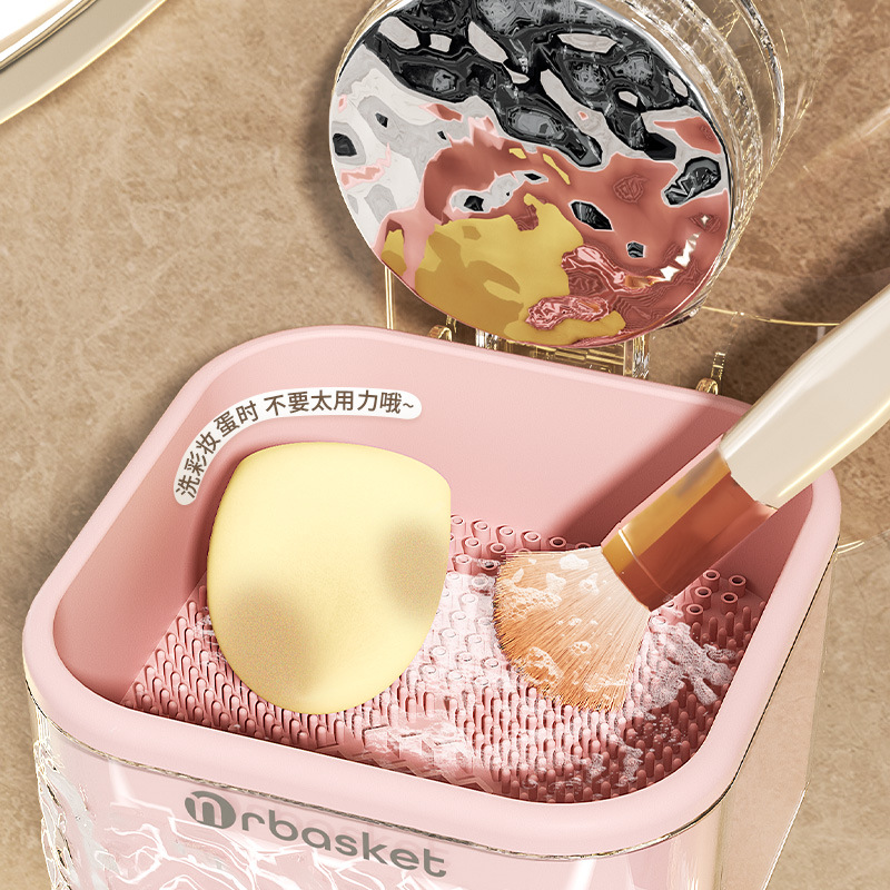 Bàn chải trang điểm Cốc hút, rửa bát, rửa bát tích hợp, rửa và sấy bằng silicon, dụng cụ làm sạch bông phấn Trứng Làm Đẹp, Giá phơi