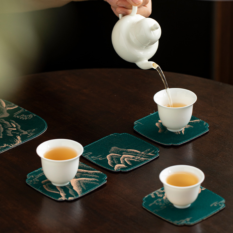 Núi tròn coaster nhà bàn trà bàn cà phê vuông cách nhiệt thảm Trung Quốc ấm trà 2 mặt thảm chống trượt bộ trà phụ kiện