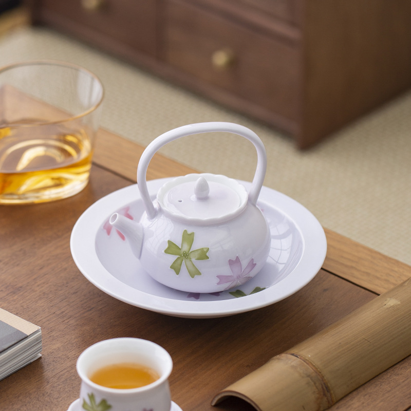 Ấm trà vẽ tay Aritiyaki, ấm cầm xà đơn tráng men, bộ trà Kung Fu sang trọng nhẹ cao cấp gia dụng, dụng cụ pha trà gốm sứ