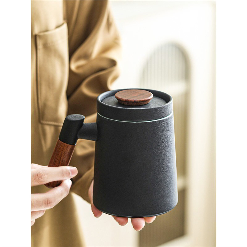 Cốc pha trà gốm sứ cốc tách trà có nắp đựng dung tích lớn cho giáo viên văn phòng uống nước bán buôn cốc trà