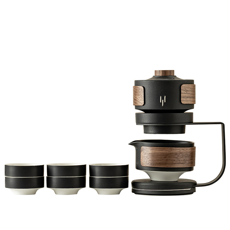 Bộ dụng cụ pha trà tự động Miaoyan Bộ trà dành cho người lười Bộ trà gốm sứ xoay trà gia dụng dụng dụng cụ pha trà Kung Fu chống bỏng