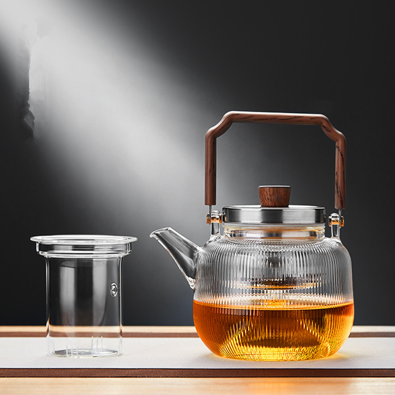 Dụng cụ nấu trà hấp chuyên dùng cho bếp gốm điện chịu nhiệt độ cao Ấm đun nước thủy tinh thủ công dung tích lớn gia dụng Ấm trà đơn