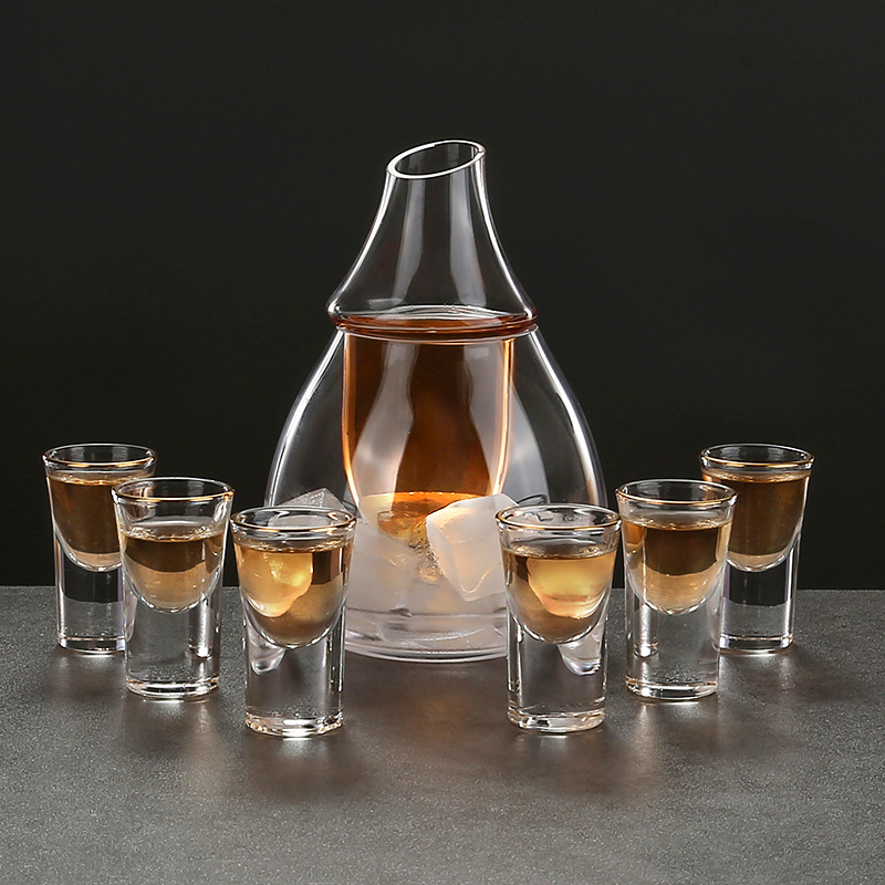 Bình giữ lạnh rượu mạnh thủy tinh, bình giữ nóng sakeTIBA13, bình đựng rượu 200ml có ngăn chứa đá