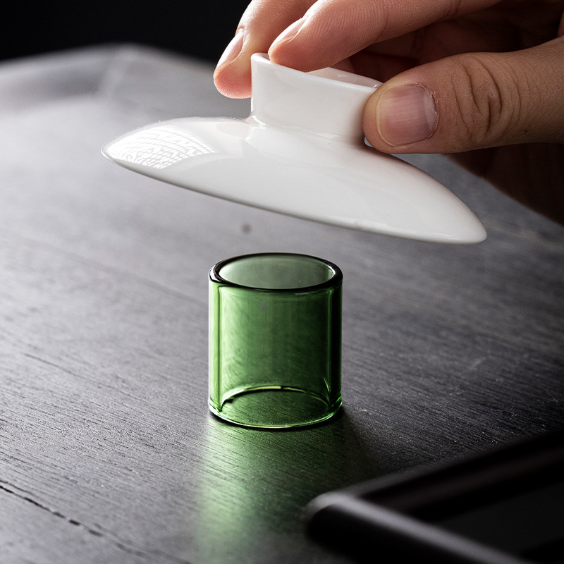 Nắp kính, nắp ấm trà tử sa, phụ kiện bộ trà kiểu Nhật, đồ trang trí thủy tinh pha lê thiền, phụ kiện trà đạo