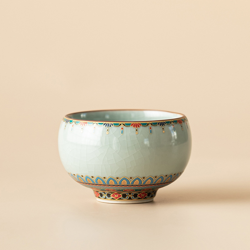 Cốc thiền Ruyao Đôn Hoàng Cốc gốm sứ có thể mở được cốc trà gia dụng cốc chủ nhân cốc chuyên dụng cá nhân cốc trà kiểu Trung Quốc