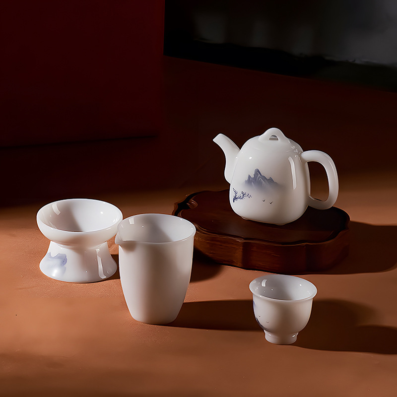 Guo Zhibao Ice Jade Sứ Kung Fu Bộ Trà Nhà Hoàn Chỉnh Ấm Trà Hộp Quà Tặng Cao Cấp Cho Quà Tặng Văn Phòng