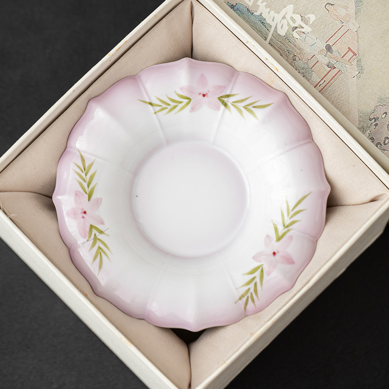 Vẽ tay đế lót ly màu tím gradient mơ mộng khóa mặt ấm cánh hoa đế cốc trà đế đế lót cách nhiệt bàn pha trà bàn phụ kiện trà đạo