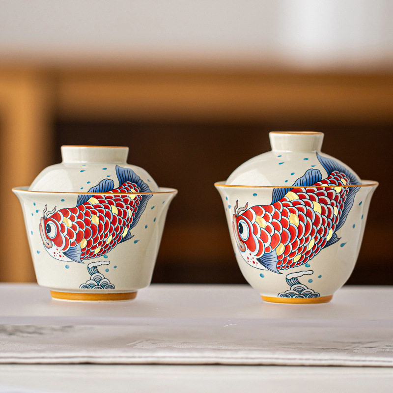 Bát có nắp Yuanbao màu xám thực vật Cốc trà Kim Ngọc Mantang Bát pha trà gốm sứ có nắp hai gia dụng cao cấp chống bỏng