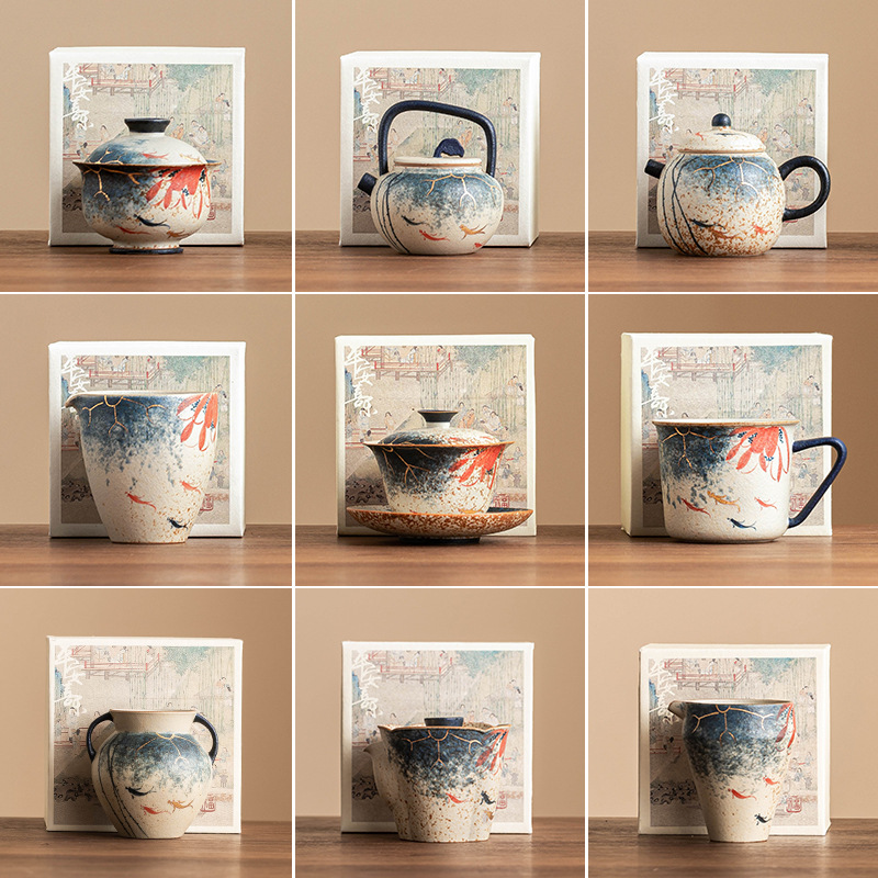 Bộ trà Kung Fu cao cấp một sản phẩm tách trà đen đá lửa trắng xanh cốc công bằng cốc chủ nhân cốc trà hộp đựng trà cốc khách nhanh ống trà