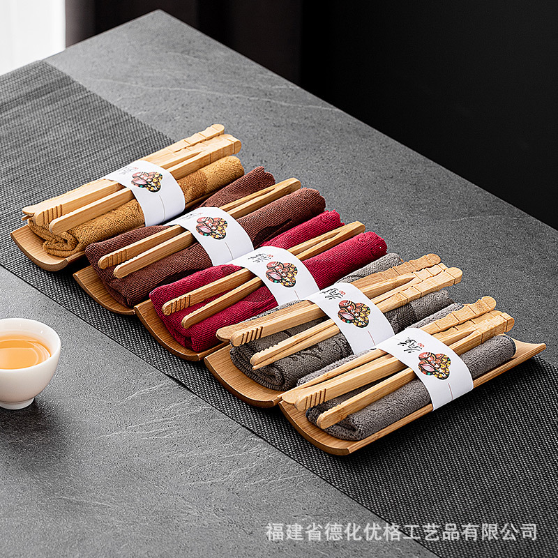 Bộ ba món trà đạo bằng tre, Bộ trà kim, thìa trà, Bộ trà sen làm bằng tay, Bộ sáu quý ông, Khăn trà thấm nước