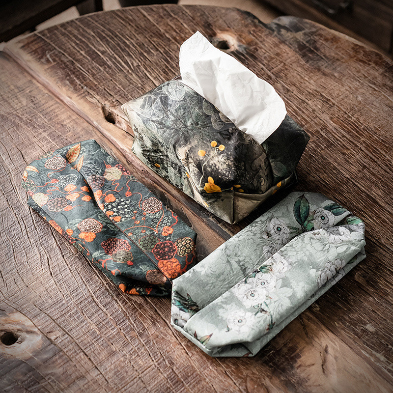 Bán buôn hộp lưu trữ khăn giấy thổ cẩm thủ công nghệ thuật vải hộp rút giấy sang trọng nhẹ để bàn kiểu Trung Quốc