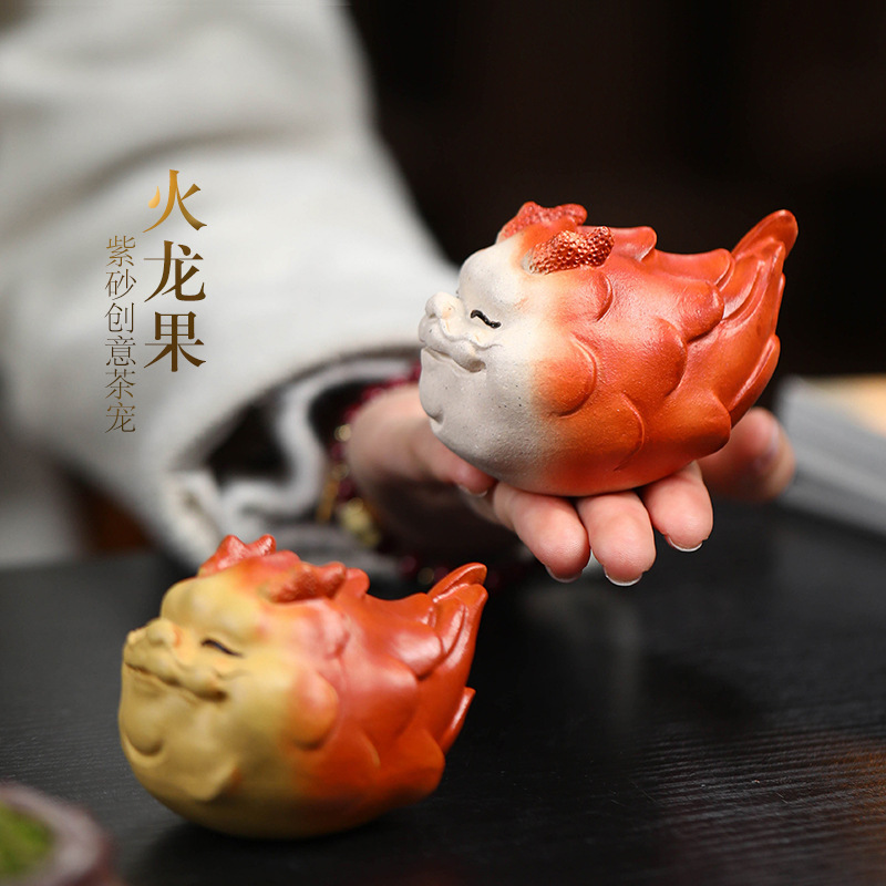 Đồ trang trí thú cưng trà thanh long dễ thương cát Tím sáng tạo dụng cụ pha trà cao cấp có thể nâng cao bàn trà đồ trang trí bàn trà