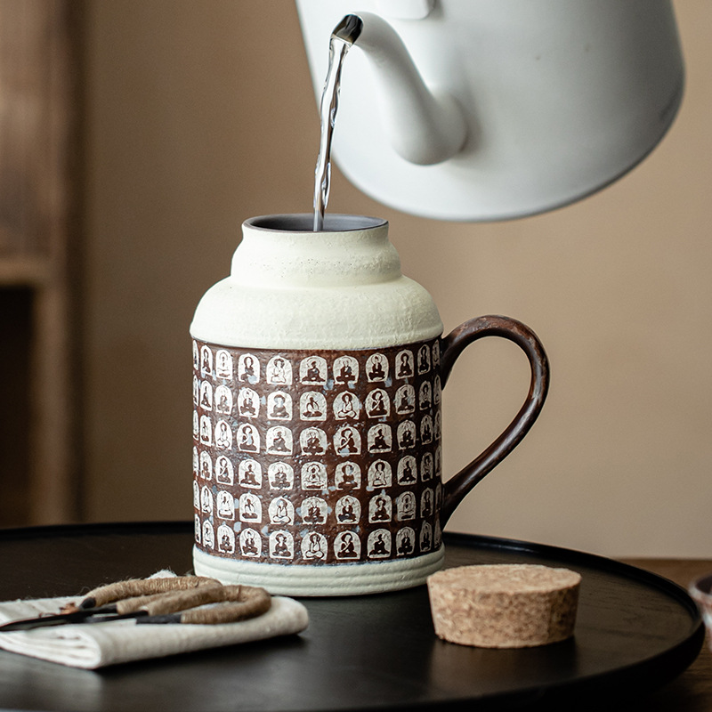 Ấm đun nước Đôn Hoàng Vạn Phật Ấm trà nghẹt gia dụng Ấm pha trà dung tích lớn bùn đá cũ Phụ kiện trà Kung Fu Bình giữ nhiệt