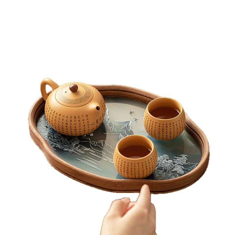 Ấm trà tử sa đất sét đoạn vàng ấm trà Xi Shi một ấm hai chén ấm trà thủ công khay trà ấm pha trà gia dụng cốc trà bộ trà Kung Fu