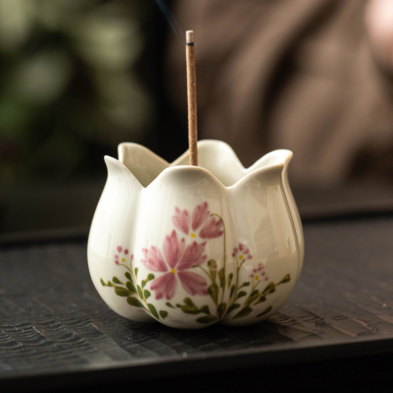 Lư hương hoa cúc nhỏ thắp hương gia dụng trong nhà phòng khách phòng làm việc để bàn đồ trang trí nhỏ thắp hương ghế cắm hương chỉ hương