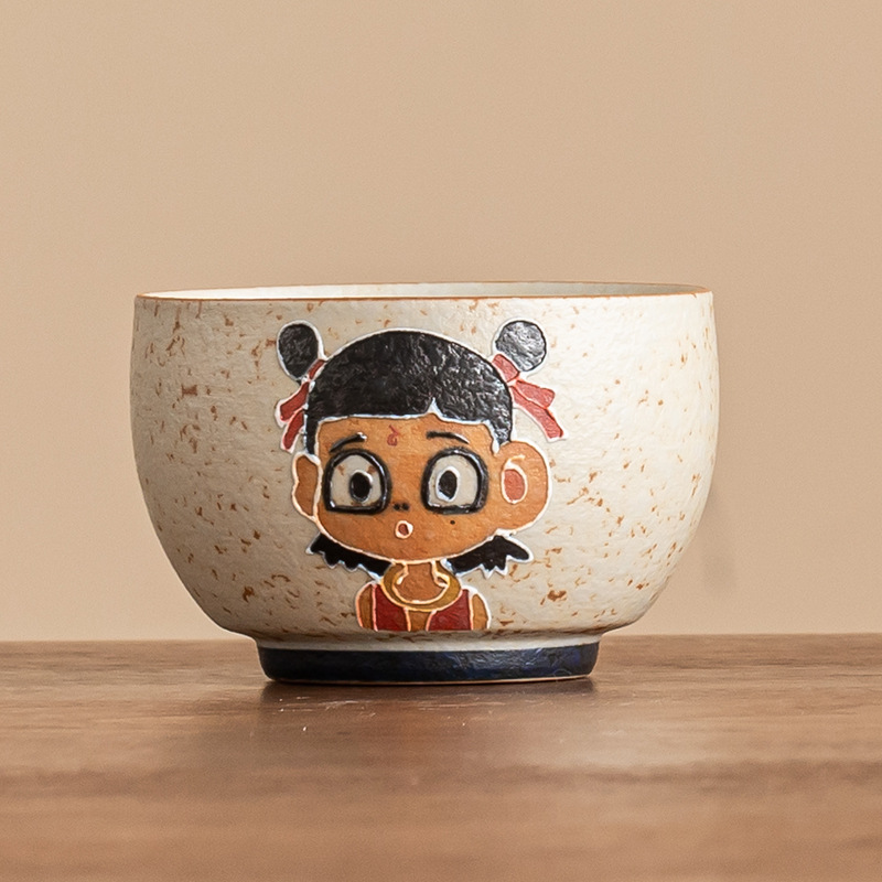 Nezha Naohai La Hán Cốc màu xanh và trắng Đá lửa Đỏ Cốc trà Kung Fu Cao cấp Cốc chủ nhân lớn Uống trà Cốc trà đơn