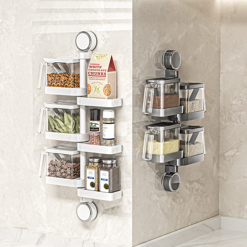 Hộp gia vị cốc hút hộp đựng gia vị hộp đựng gia vị hộp đựng gia vị gia vị hộp đựng gia vị kiểu mới 2024