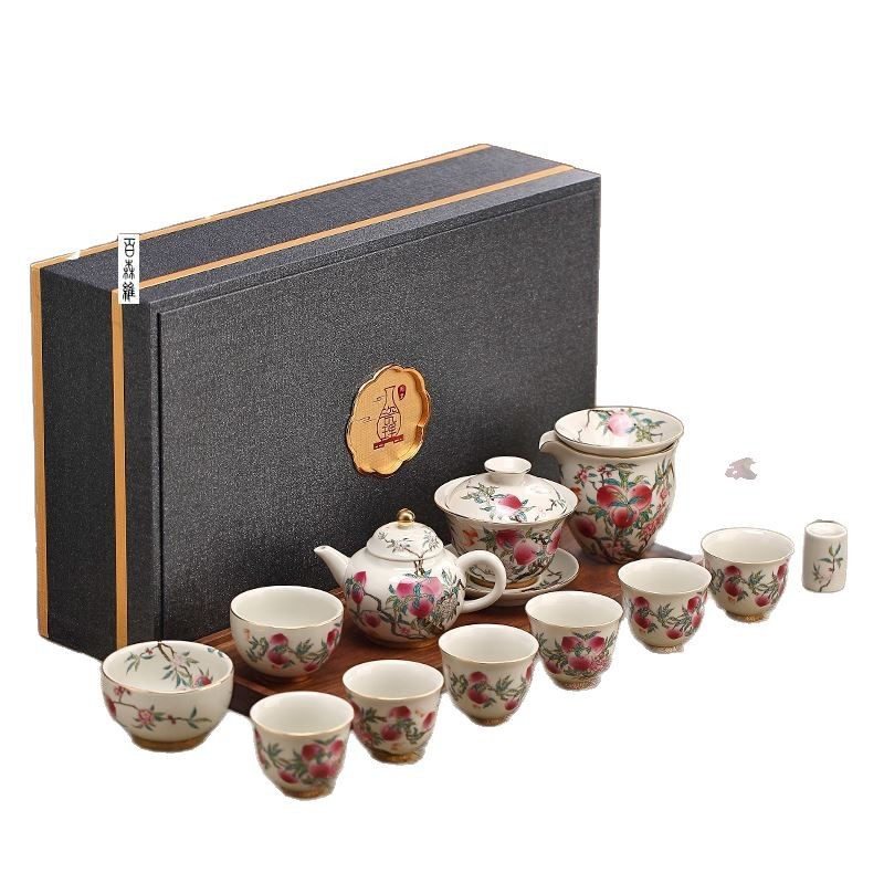 Bộ ấm chén sứ Suyuan trang trí men, dùng cho phòng khách, sử dụng tại nhà, phong cách sang trọng nhẹ nhàng, bộ ấm chén Kung Fu cao cấp