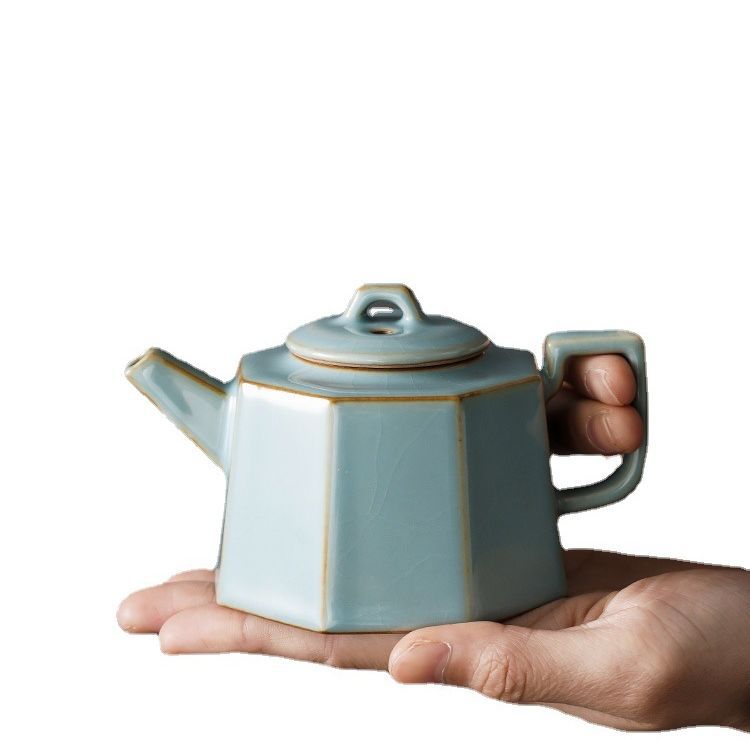 Ấm trà lò nung buổi sáng ấm đơn Ru sứ mở bộ trà Kung Fu ấm trà gốm sứ nhỏ trà đạo trà đen đồ pha trà đá