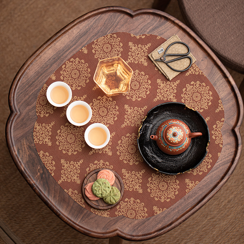 Bàn cà phê gỗ nguyên khối Bắc Âu bàn ban công gia dụng bàn ghế sofa bàn bên cạnh hình tròn nhỏ màu đen Gỗ Óc Chó