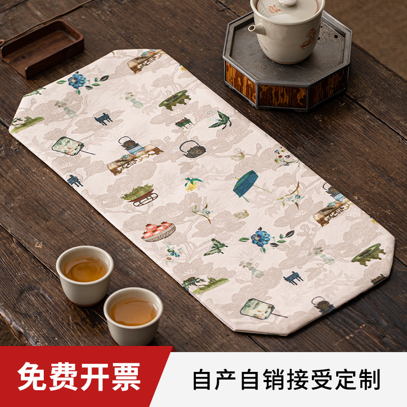 Thảm Trà Mẫu mới mới phong cách Trung Quốc phong cách Thiền cao cấp hai mặt bàn ủ khô đệm lót Bàn trà sợi mây thơm sang trọng nhẹ Khăn trải bàn
