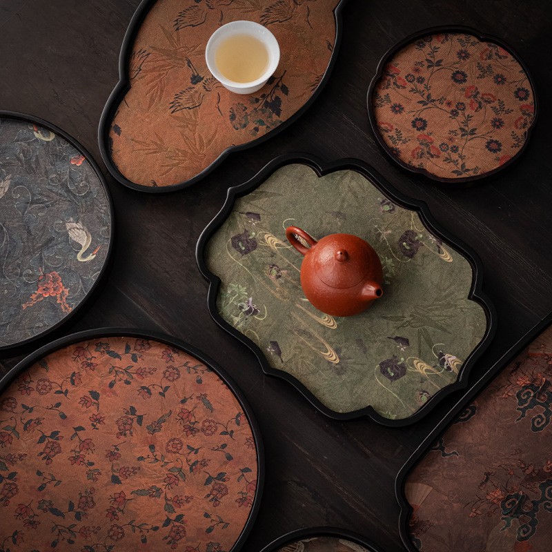 Đế lót tách trà nhanh khô thấm nước đế đựng trà mới phong cách Trung Quốc nhẹ nhàng sang trọng phụ kiện trà đạo gốm sứ đế cách nhiệt