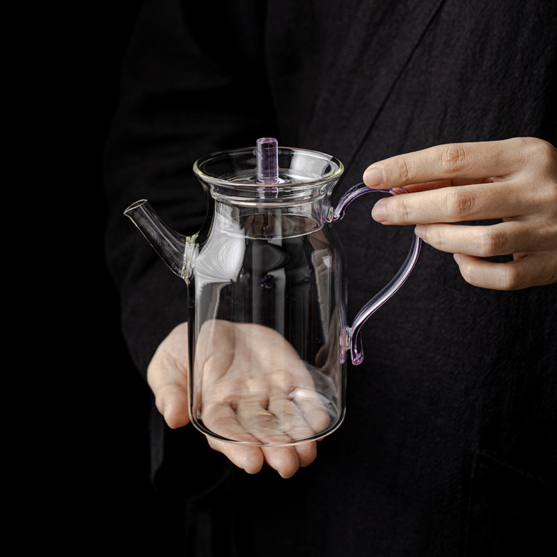 Ấm trà lọc có lỗ bóng cổ kiểu Nhật ấm trà ấm trà ấm trà pha trà xanh đỏ trong suốt có nắp ấm tay cầm Kèn nhỏ