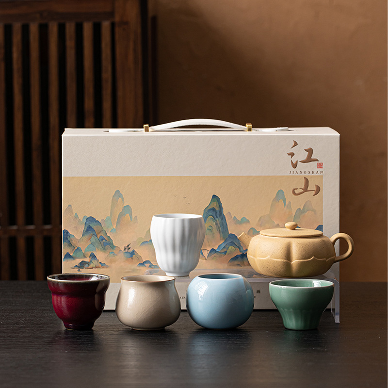Bộ ấm trà năm lò nung nổi tiếng gia dụng sang trọng nhẹ bộ ấm trà Kung Fu