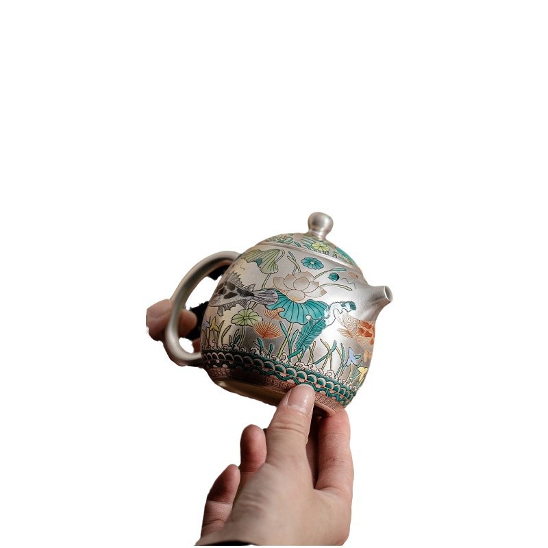 Bộ trà một ấm hai cốc mạ bạc bộ ấm trà cao cấp sang trọng nhẹ phòng khách gia dụng bộ trà phục vụ khách văn phòng