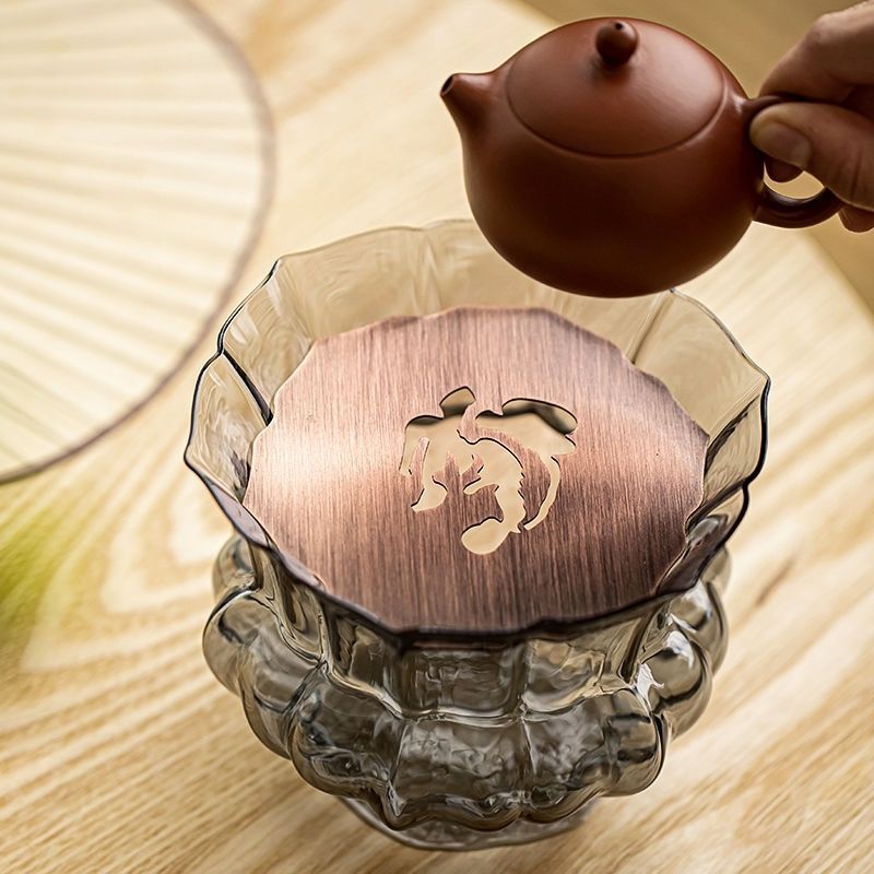 Gạt trà thủy tinh Gạt trà Jianshui Gạt trà gốm sứ có nắp Dụng cụ pha trà Kung Fu gia dụng Bàn trà phế liệu xô giặt nước