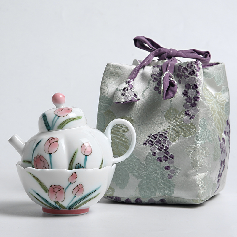 | Don't Nian | Ấm trà tím vẽ tay hoa anh đào "Yunxia Purple" ấm trà chùm ấm phụ kiện ấm trà du lịch nữ