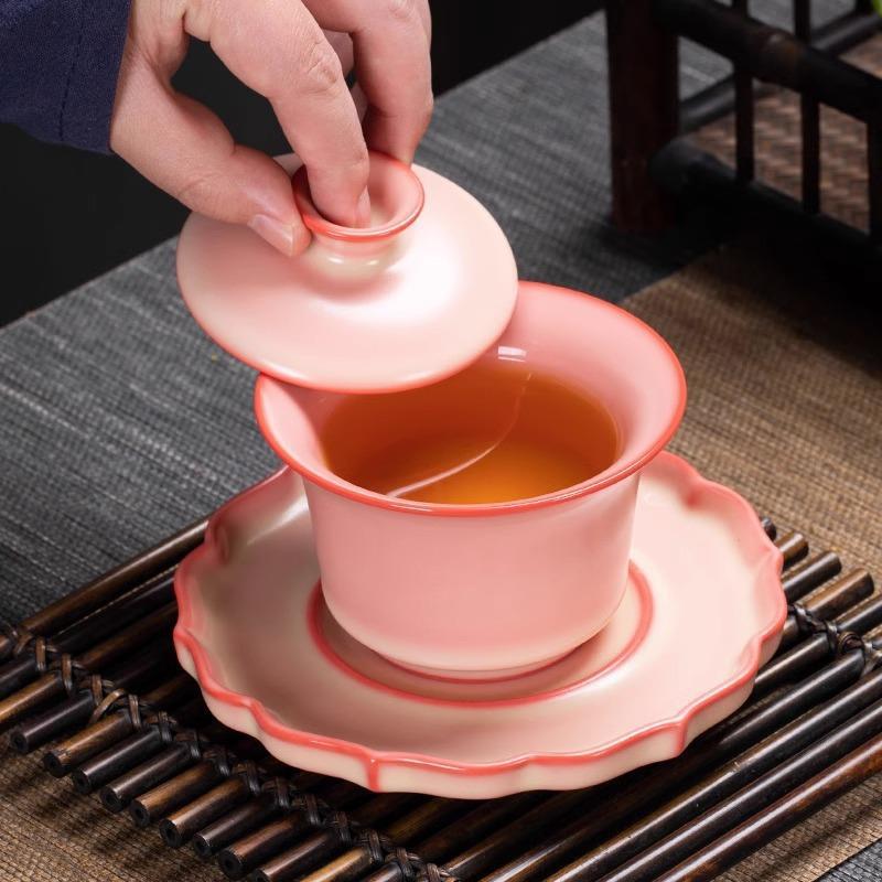 Ruyao mỡ lợn đông lạnh bột đỏ phụ nữ móng ngựa nắp bát carmine phụ nữ pha trà bát Li Huizuo 2025 sản phẩm mới