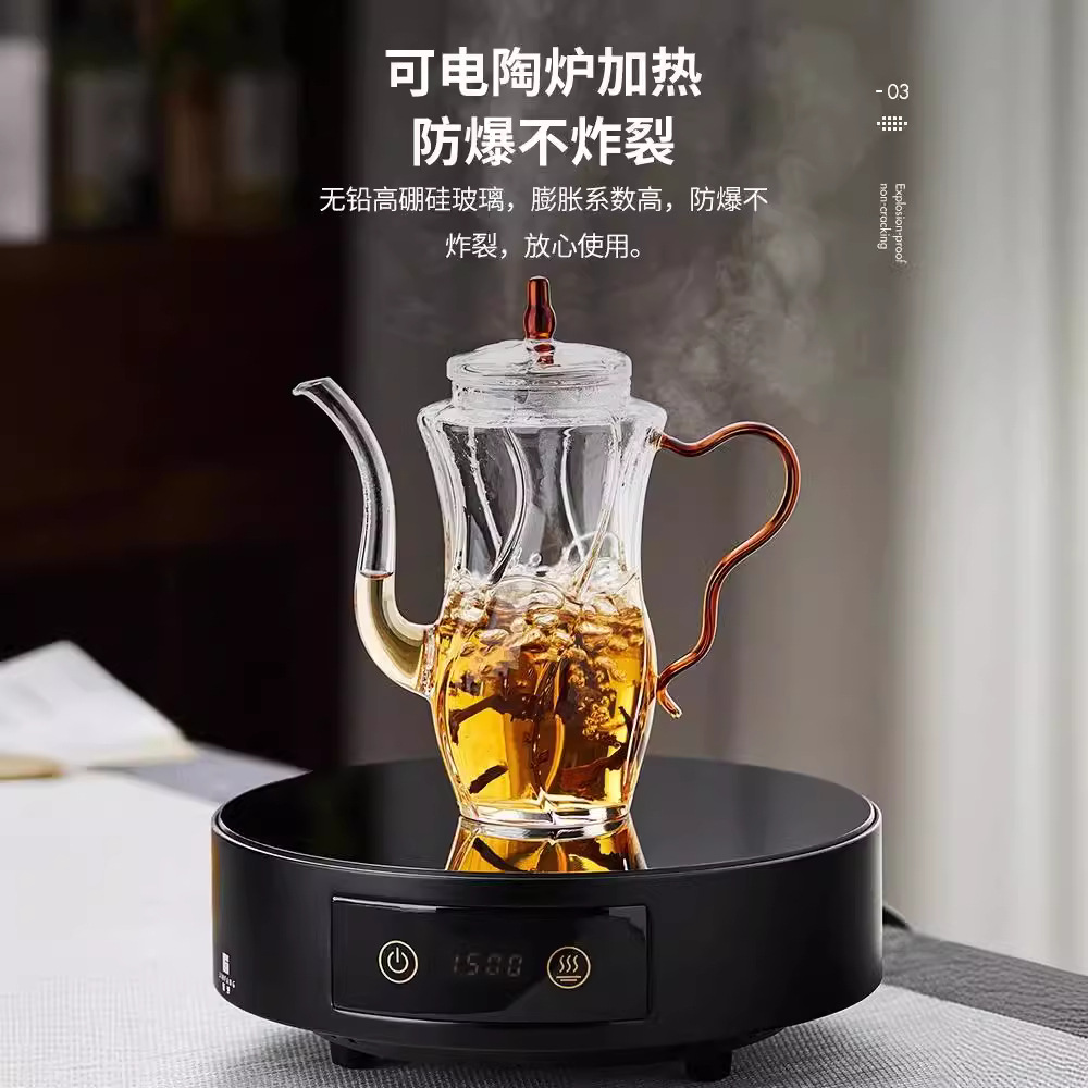Ấm thủy tinh giả Song ấm trà pha trà xanh bộ ấm trà chuyên dùng cho một người ấm trà nhỏ ấm trà gia dụng bộ cốc trà