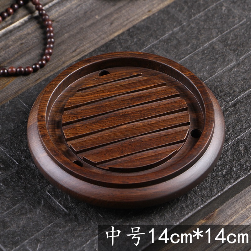 Ấm trà gỗ đàn hương đen có đệm ấm trà tử sa gia dụng có đáy bằng gỗ rắn có khay ấm trà đạo phụ kiện bộ ấm trà kungfu