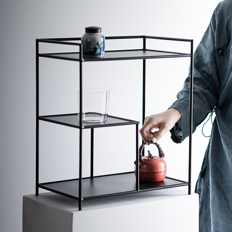 Giá để đồ Bộ ấm trà kiểu Trung Quốc mới của Da'antang, giá trưng bày, Giá sắt, tủ đựng ấm trà, giá bố trí phòng trà Thiền