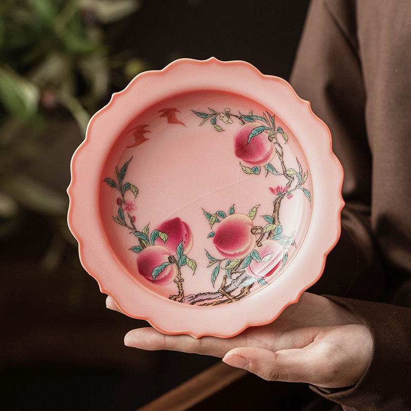 Bình chín quả đào hồng, cốc trà cổ điển kiểu Trung Quốc, phụ kiện bộ trà kungfu gia dụng, khay trái cây sấy khô dim sum