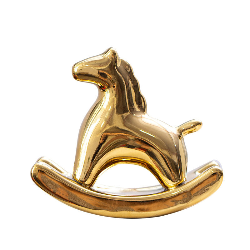 Sáng tạo gốm sứ ngựa bập bênh đồ trang trí hiện đại đơn giản trang trí nhà cửa thủ công phòng khách máy tính để bàn tủ TV nội thất