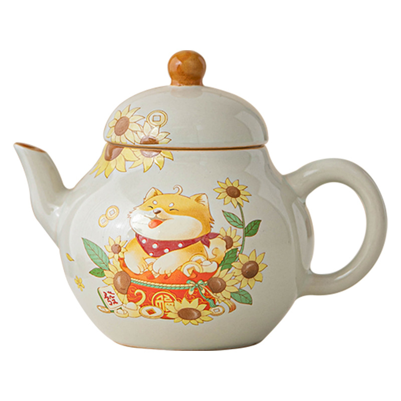 Ấm trà tinh tế cổ điển màu xám thực vật ấm trà chai tròn cuộn ấm pha trà lọc gia dụng ấm cầm tay chống bỏng ấm đơn