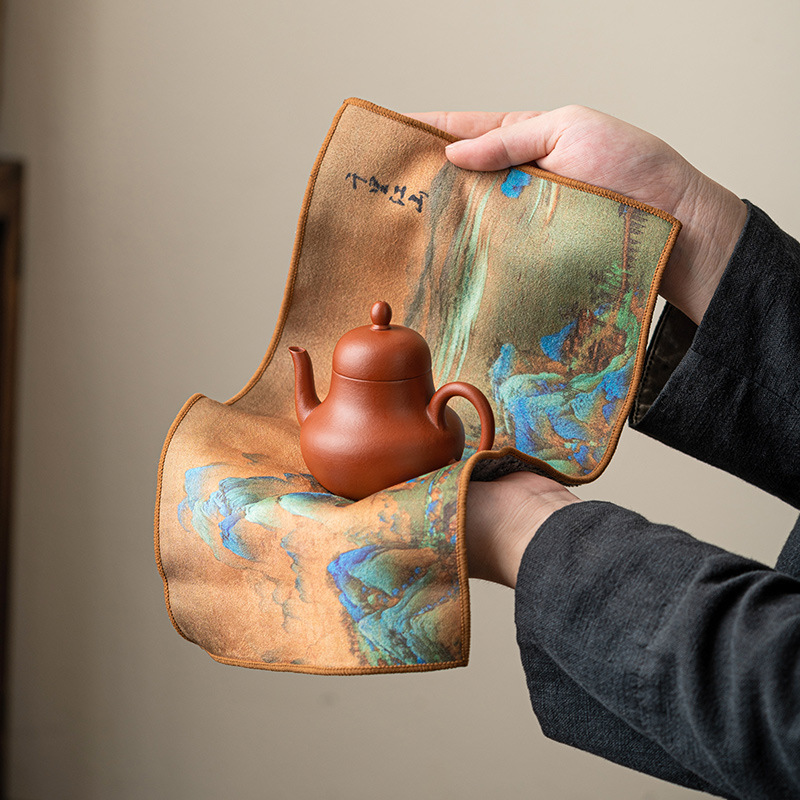 Khăn trà dày thấm nước cao cấp vải trà Trung Quốc trà đạo bàn trà chuyên dụng đệm trà Zen Yi Qianli giang sơn khăn lau