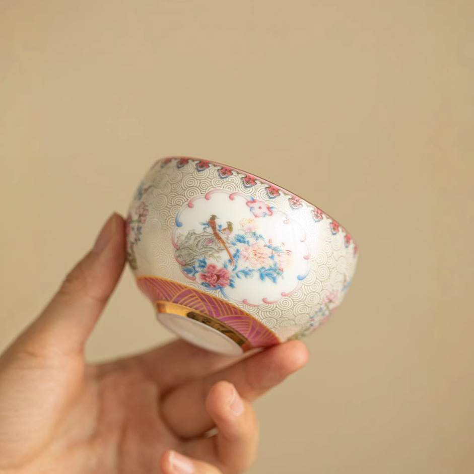 Cloisonné bạc đóng băng trên bánh, cốc La Hán, cốc chủ nhân gốm sứ, cốc trà đơn, bộ trà Kung Fu, hộp quà