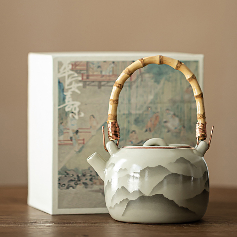 Ấm trà Kung Fu bằng gốm sứ chống bỏng có thể được nâng thành ấm trà Kung Fu bằng gốm sứ chống bỏng ở núi Ruyao