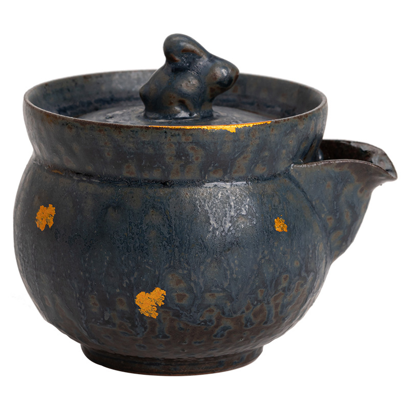 Ấm thỏ giàu cổ điển, ấm trà gia dụng, ấm trà gia dụng, ấm đơn tráng men bằng đồng, ấm trà Kung Fu