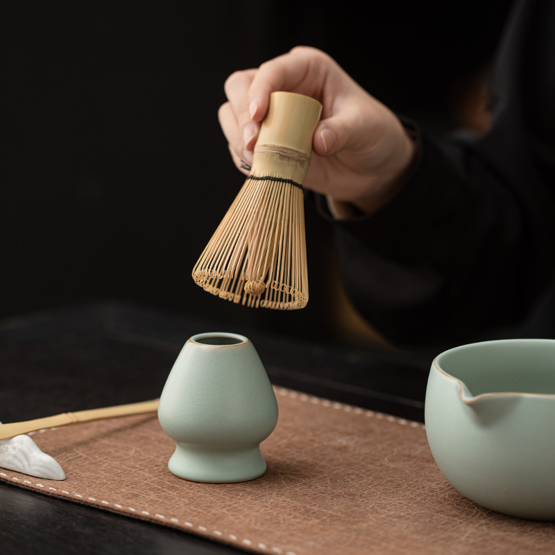 Bộ trà Matcha Ru Kiln mở bình trà gốm đứng bát matcha đặt trà đạo kiểu Nhật dụng cụ trộn trà Baixi