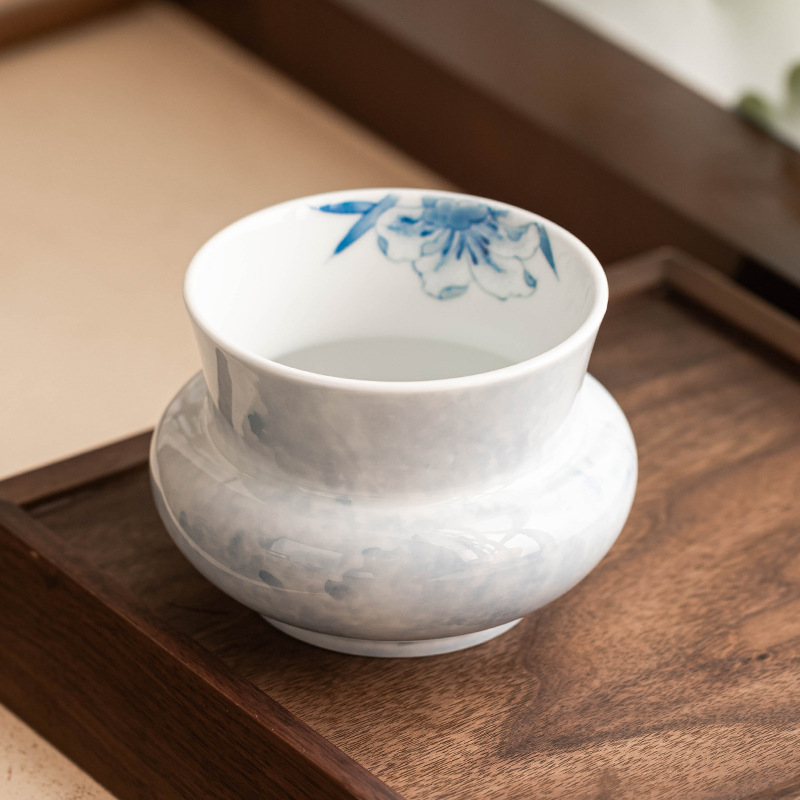 Gốm sứ vẽ tay xây dựng nước rắc hoa huệ xanh bể đựng bã trà gia dụng thùng nước thải thùng phụ tùng trà đạo Kung Fu bể nước thải